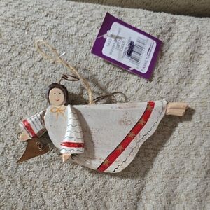 Handcrafted Angel Ornament with Red Accents